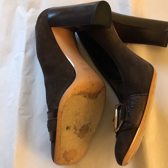 Gucci Pumps Chocolate Brown w/Silver Horse Bit Excellent Condition Size 10 - Picture 3 of 8